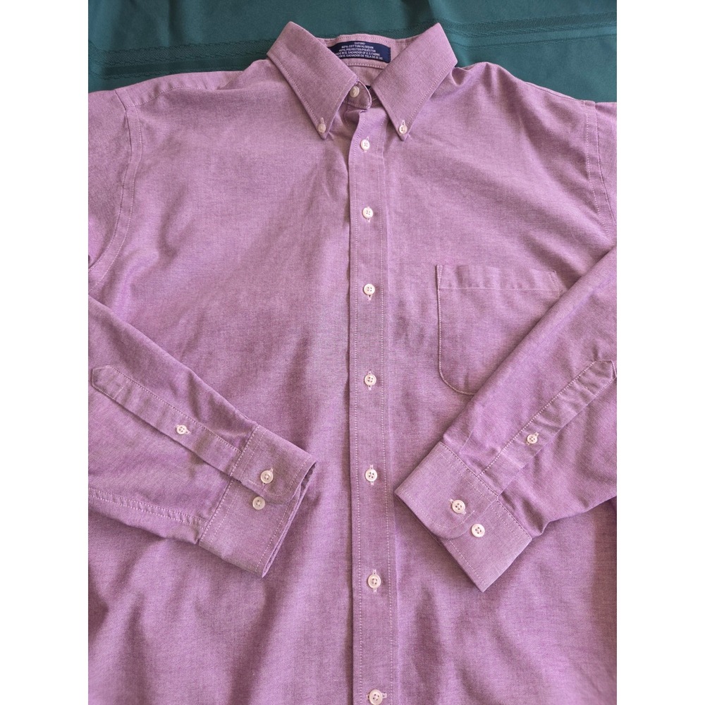 Stafford Mens Purple Wrinkle Free Oxford Button Down Shirt 17 38-39 X-Tall